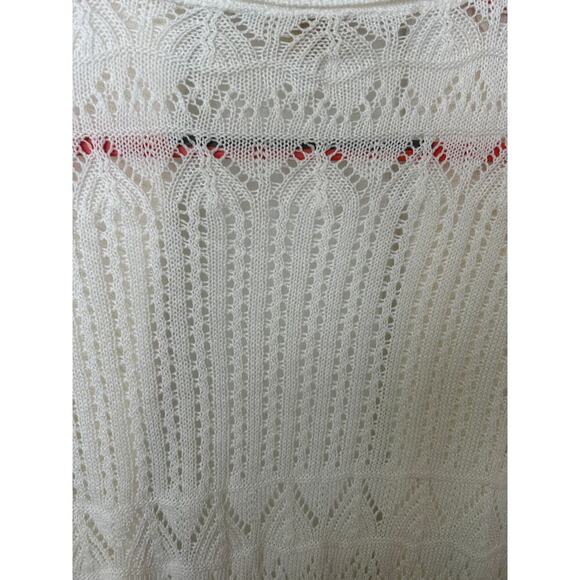 Faded Glory open front white knit cardigan short sleeve Med - Picture 4 of 7